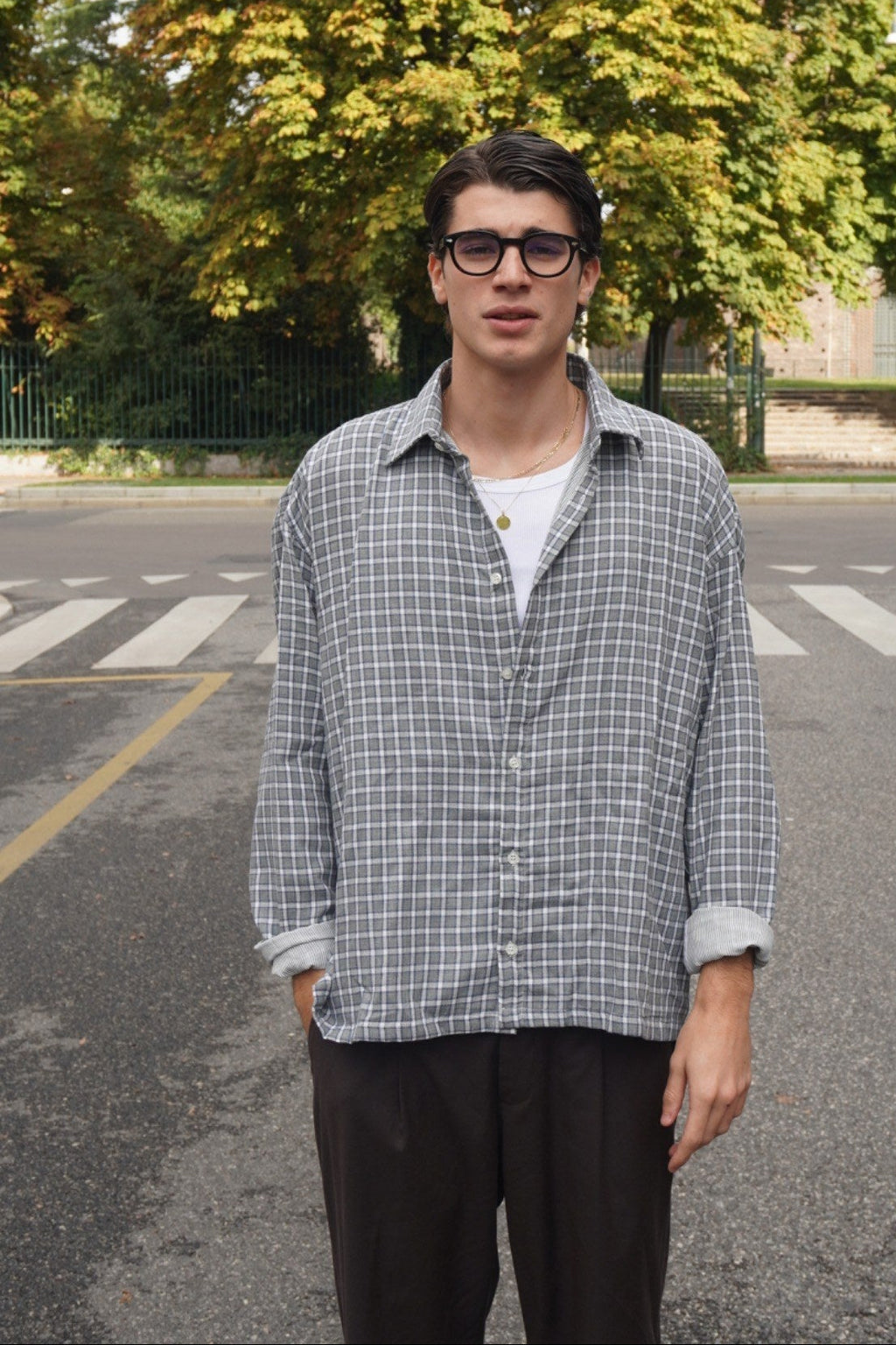 Camicia Oversize in Flanella a Quadri