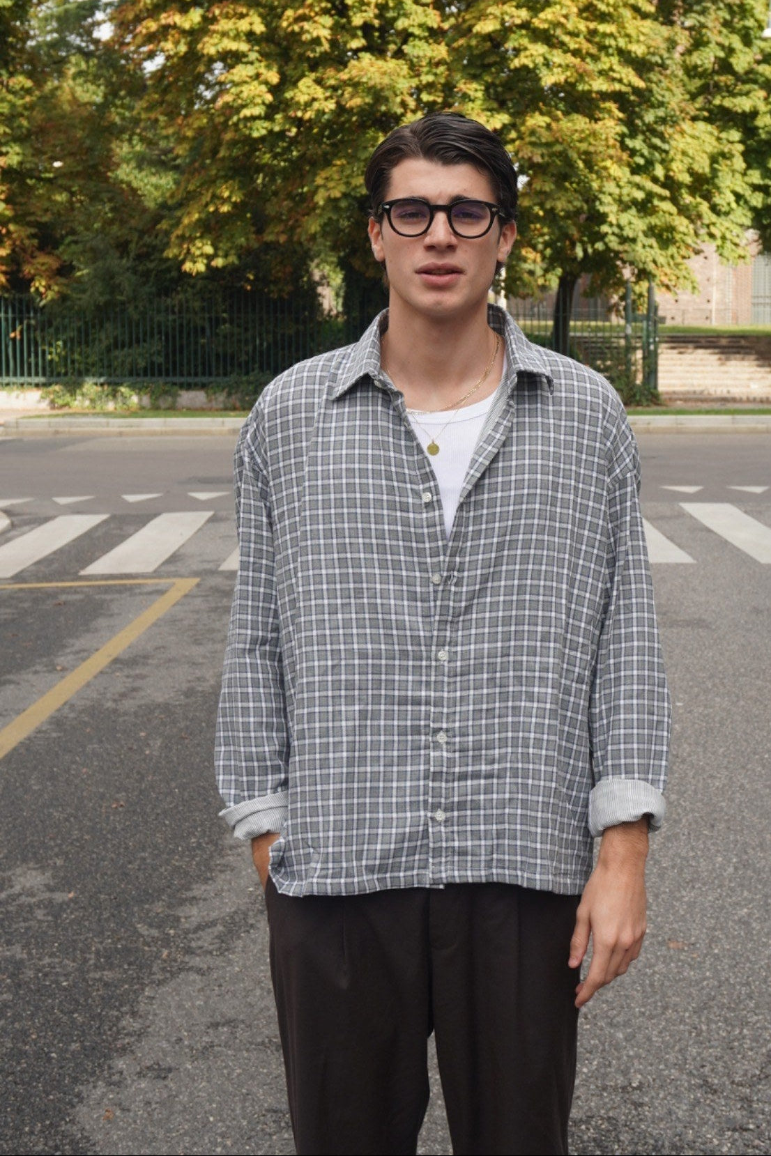 Camicia Oversize in Flanella a Quadri