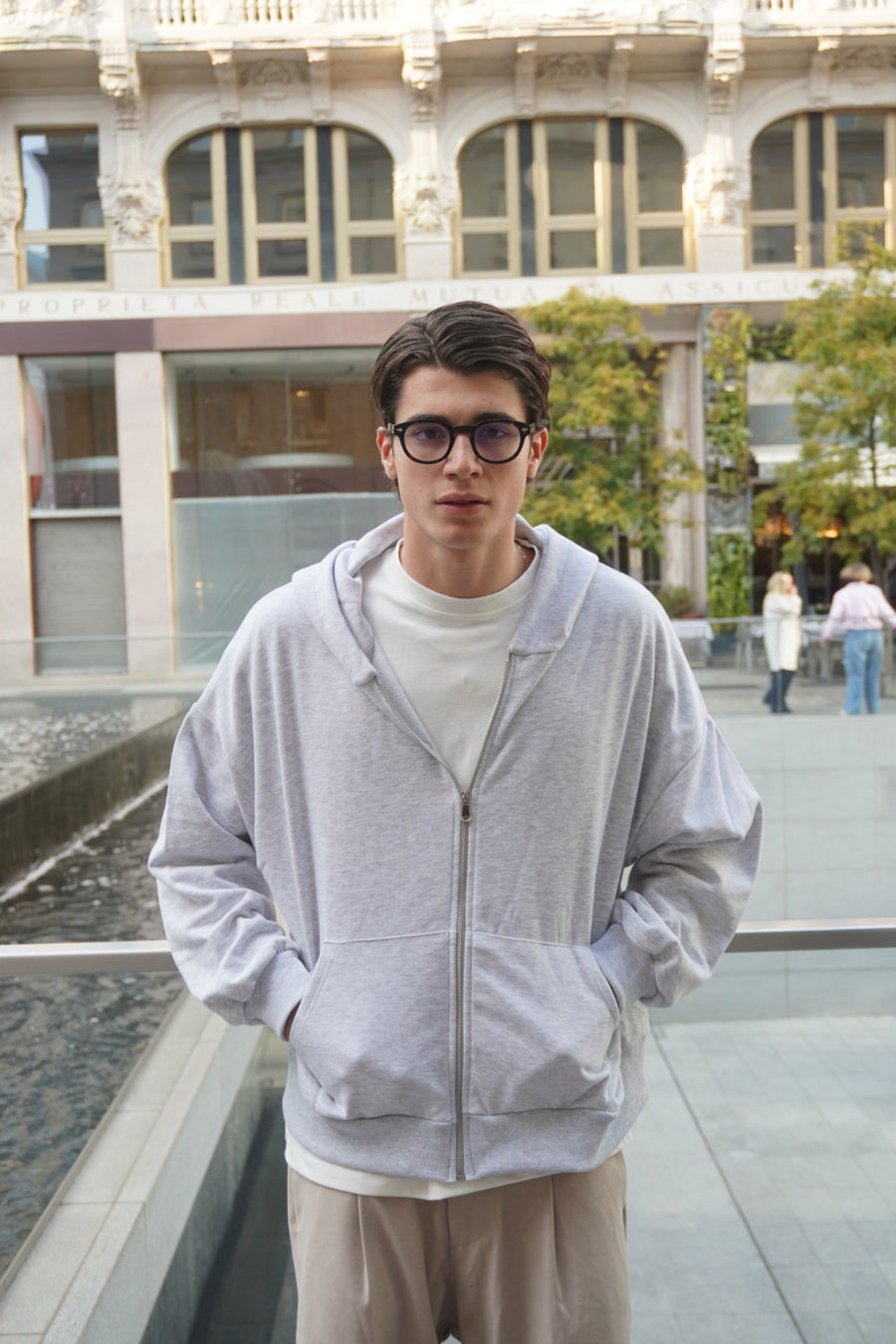 Felpa Uomo con Zip Concrete Grey