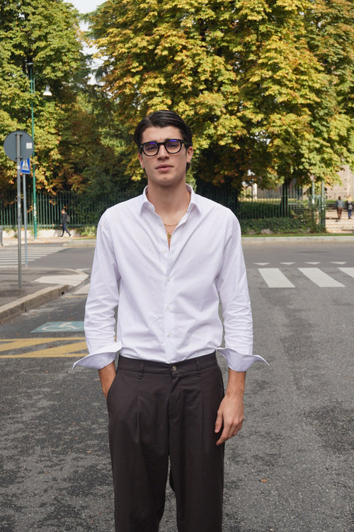 Camicia Bianca Uomo Stile Minimal