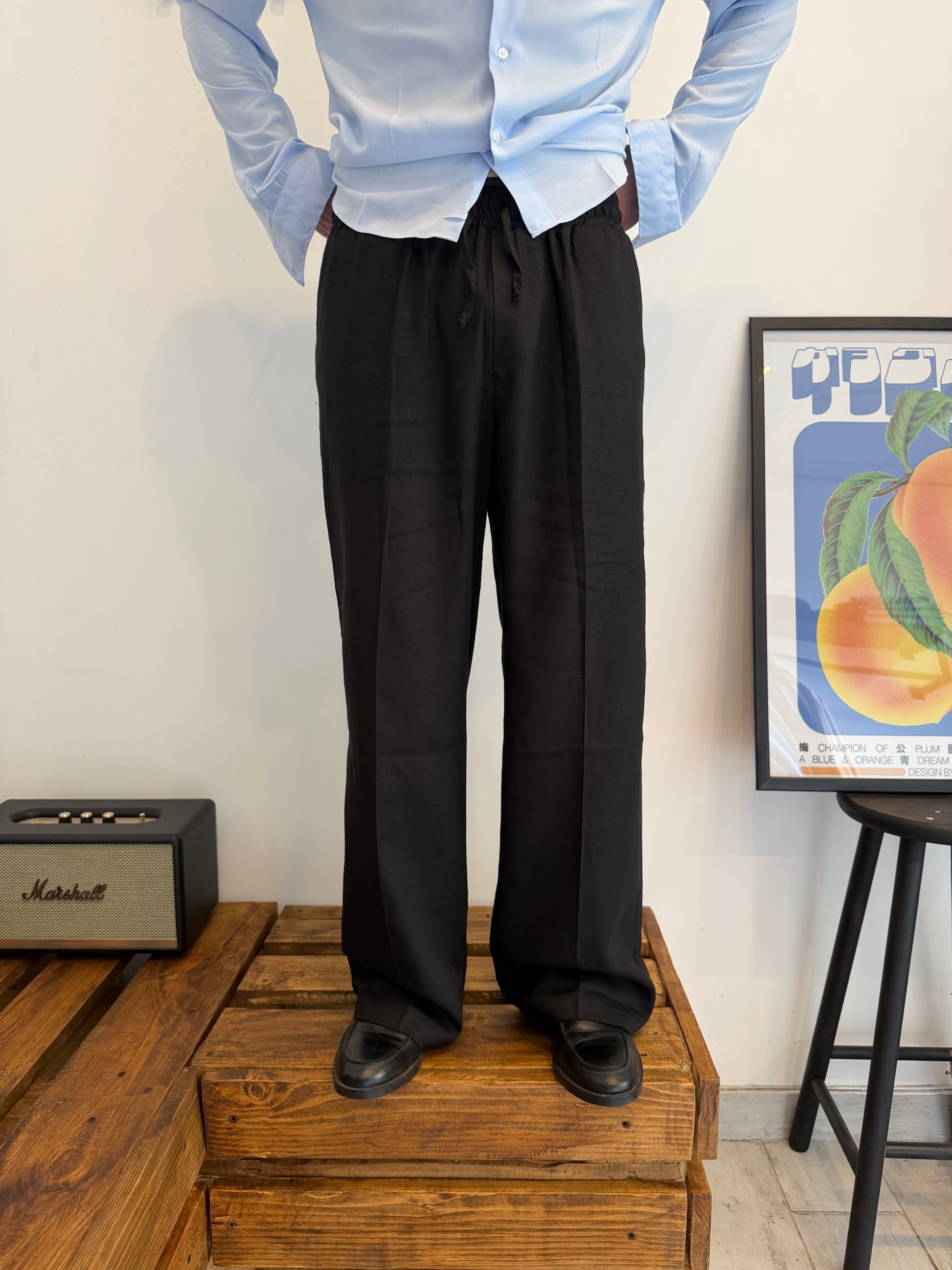 Pantalone Linen Relaxed Black
