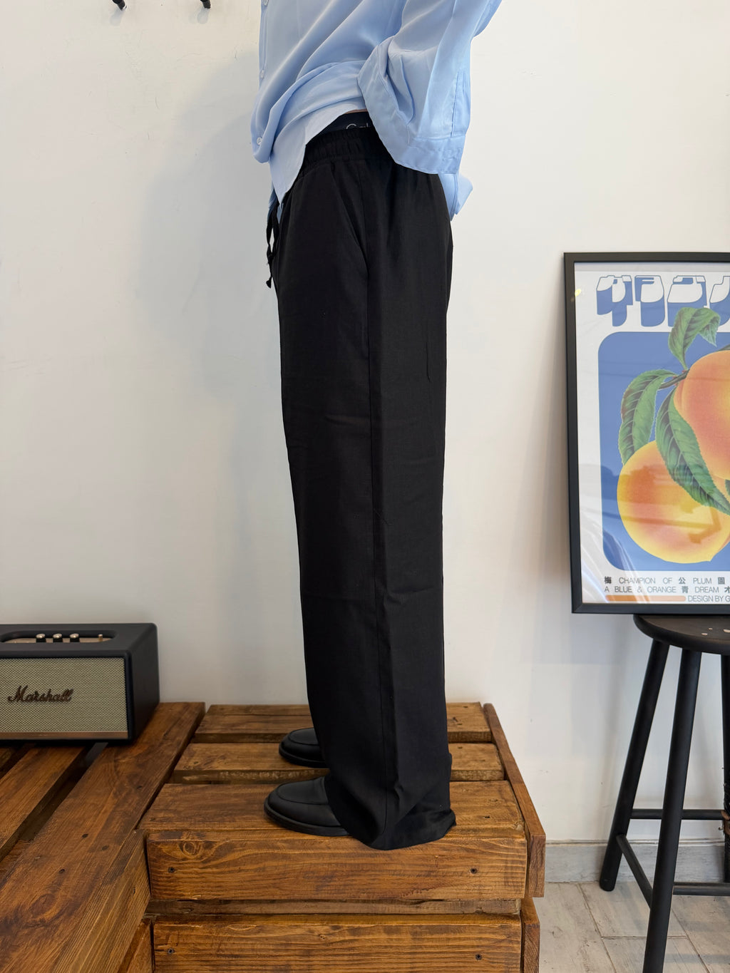 Pantalone Linen Relaxed Black