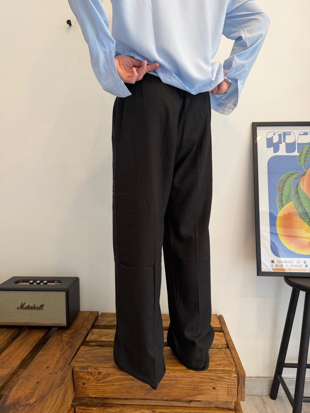 Pantalone Linen Relaxed Black