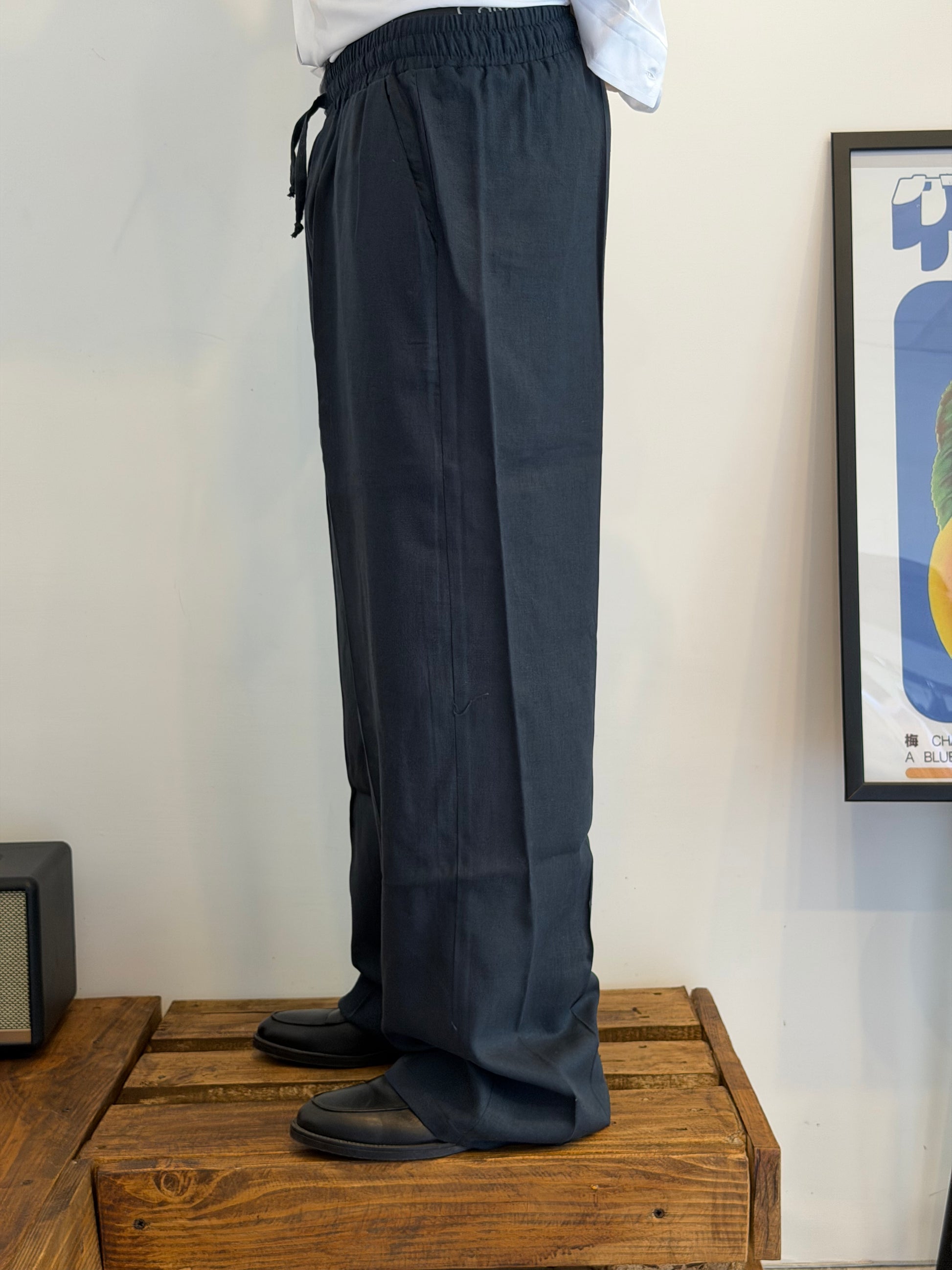 Pantalone Linen Relaxed Blue